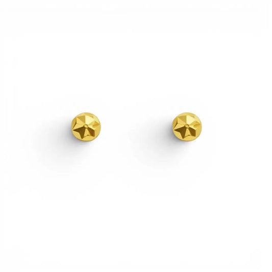 22kt gult guld diamant-slebet blomster runde børneøreringe, 3,6 mm