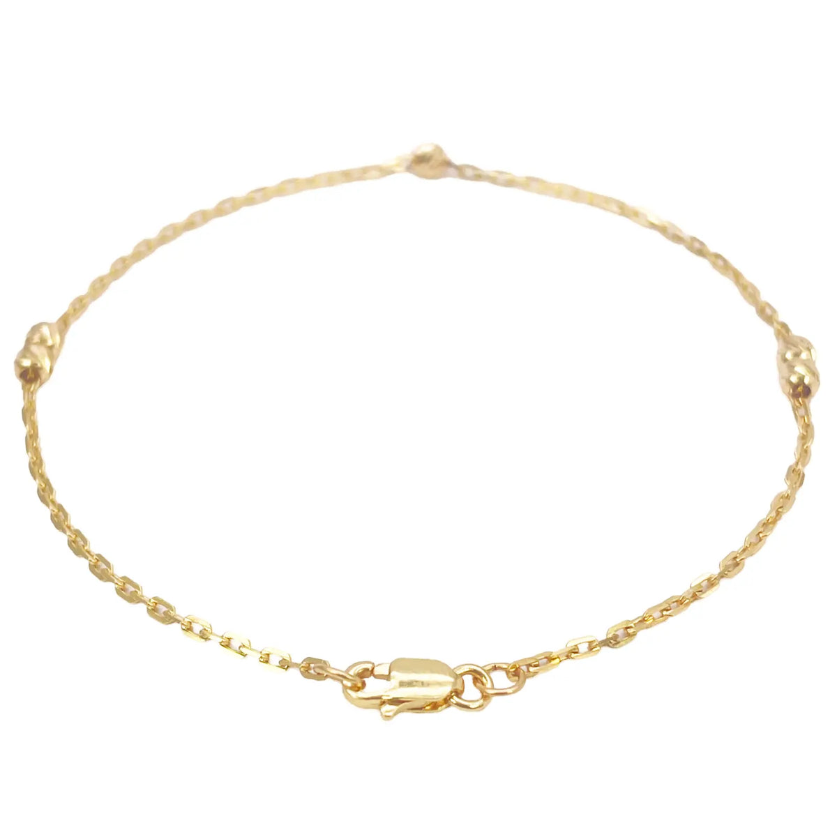 22ct Gold Beaded Bracelet Diamond Cut Cable Chain 7 Inches 2.8mm Width 