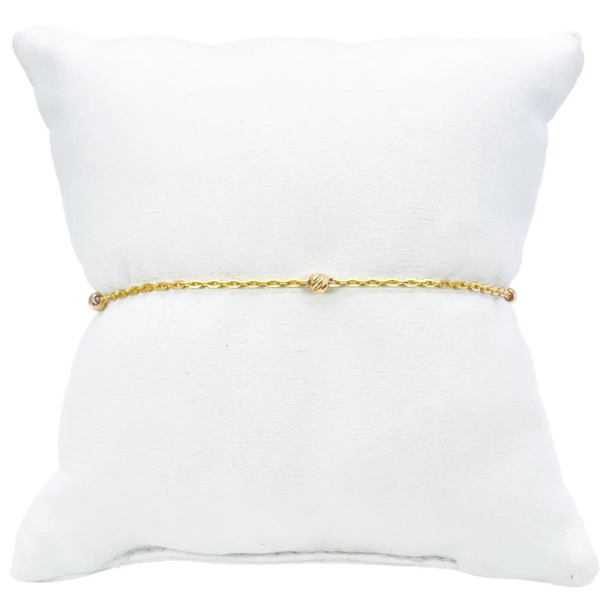 22ct Gold Beaded Bracelet Diamond Cut Cable Chain 7 Inches 2.8mm Width 