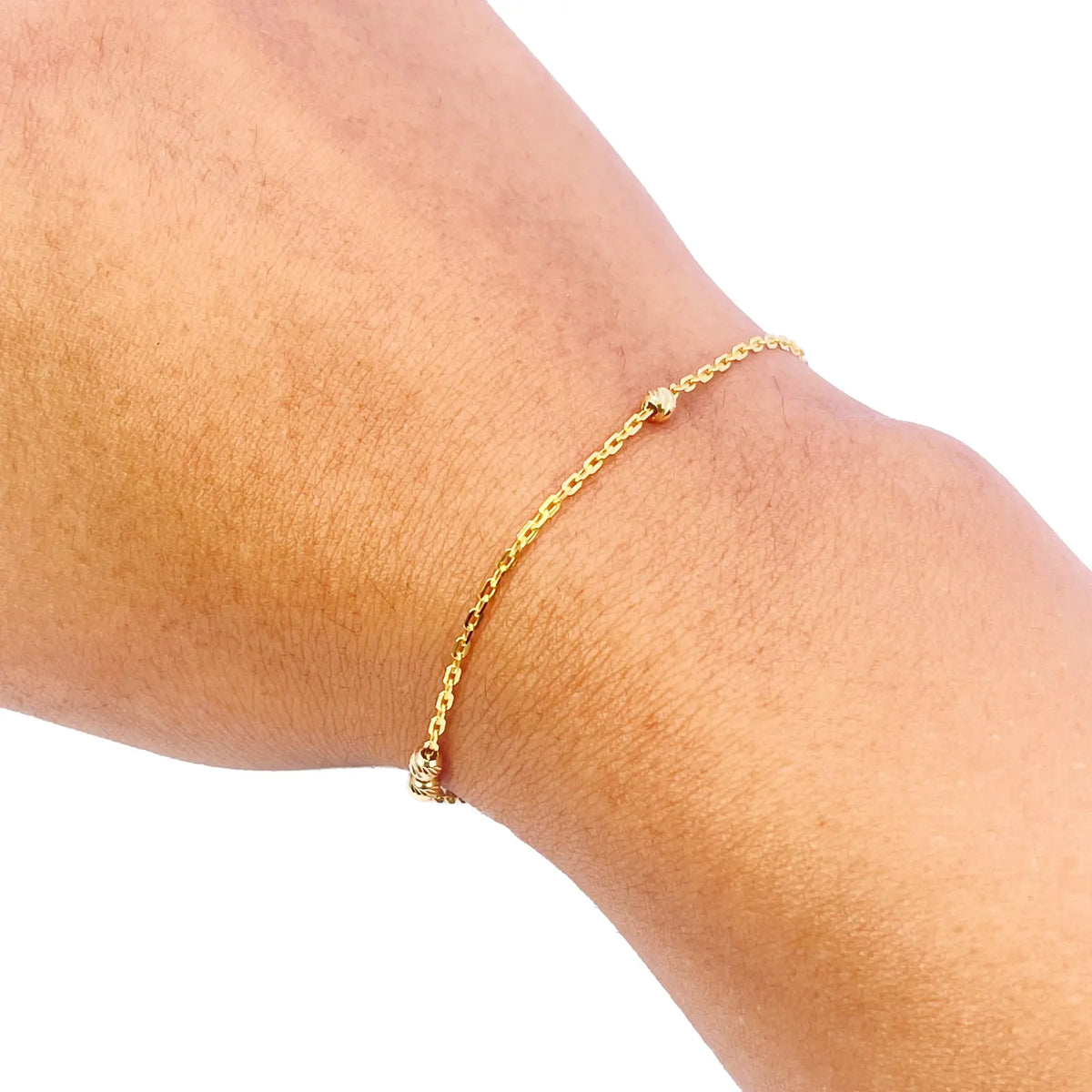 22ct Gold Beaded Bracelet Diamond Cut Cable Chain 7 Inches 2.8mm Width 