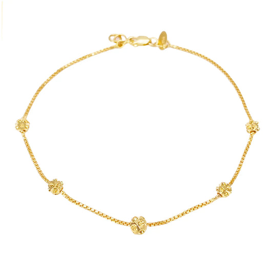 22ct Gold Beaded Bracelet Five Diamond Cut Beads Box Chain 7.5 Inches¬† Diamond Bracelets