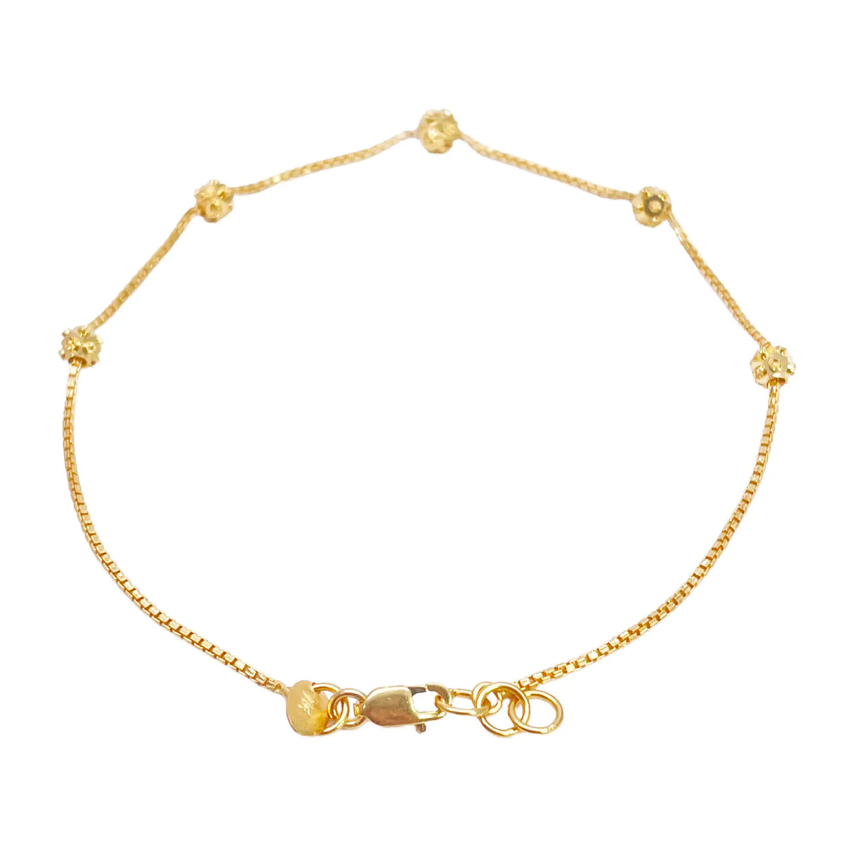 22ct Gold Beaded Bracelet Five Diamond Cut Beads Box Chain 7.5 Inches¬† Diamond Bracelets