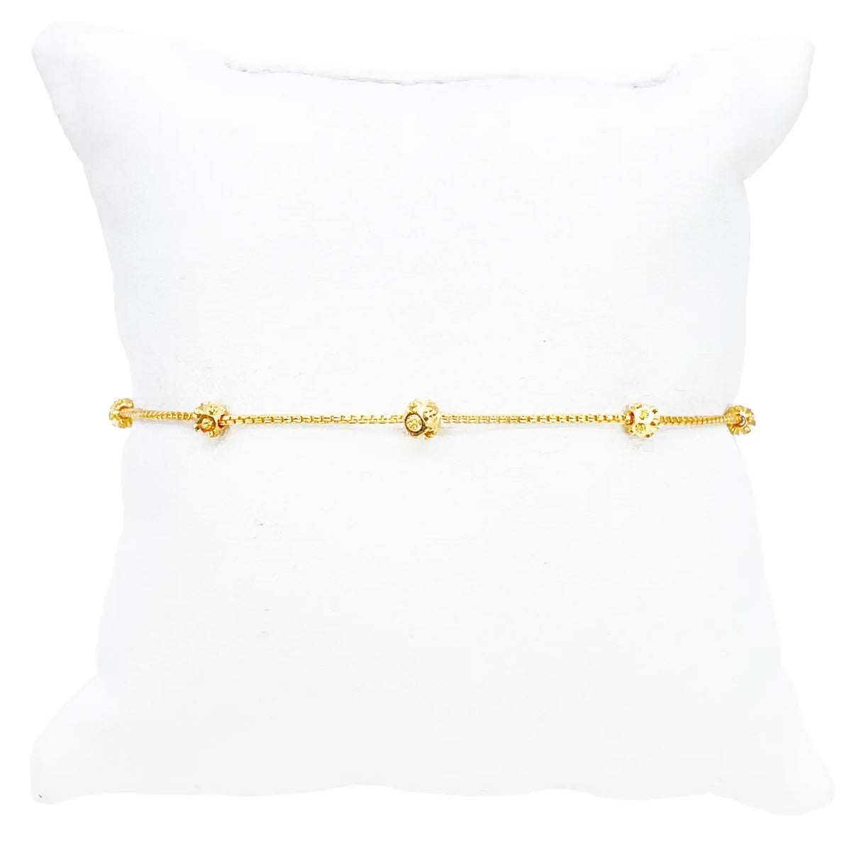 22ct Gold Beaded Bracelet Five Diamond Cut Beads Box Chain 7.5 Inches¬† Diamond Bracelets