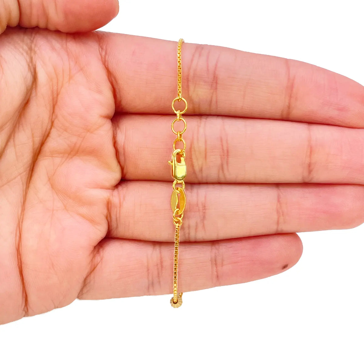 22ct Gold Beaded Bracelet Five Diamond Cut Marquise Shape Beads Box Chain 7 Inch¬†