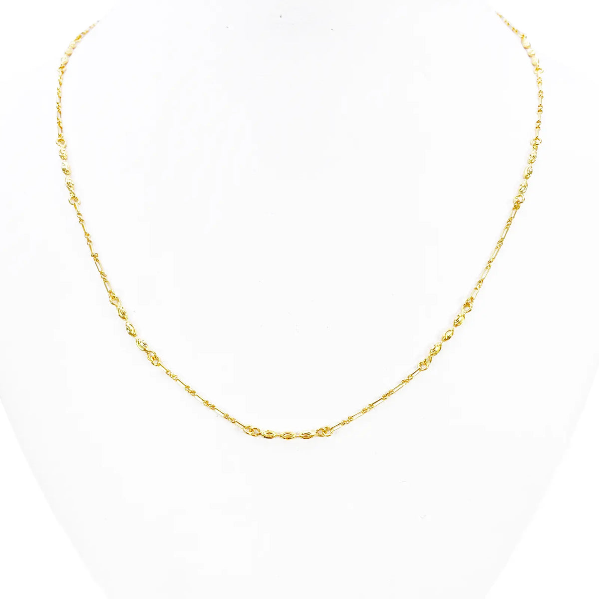 22ct Gold Beaded Necklace Diamond Cut High Polished Oval Beads Chain 18 Inches 