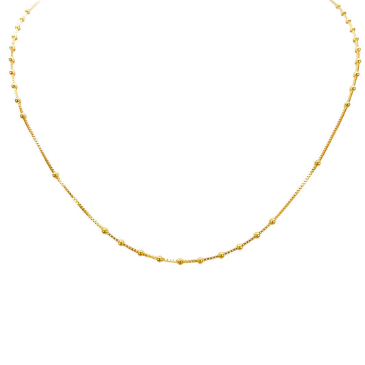 22ct Gold Beaded Necklace High Polished Round Beads Box Chain 16 Inches 
