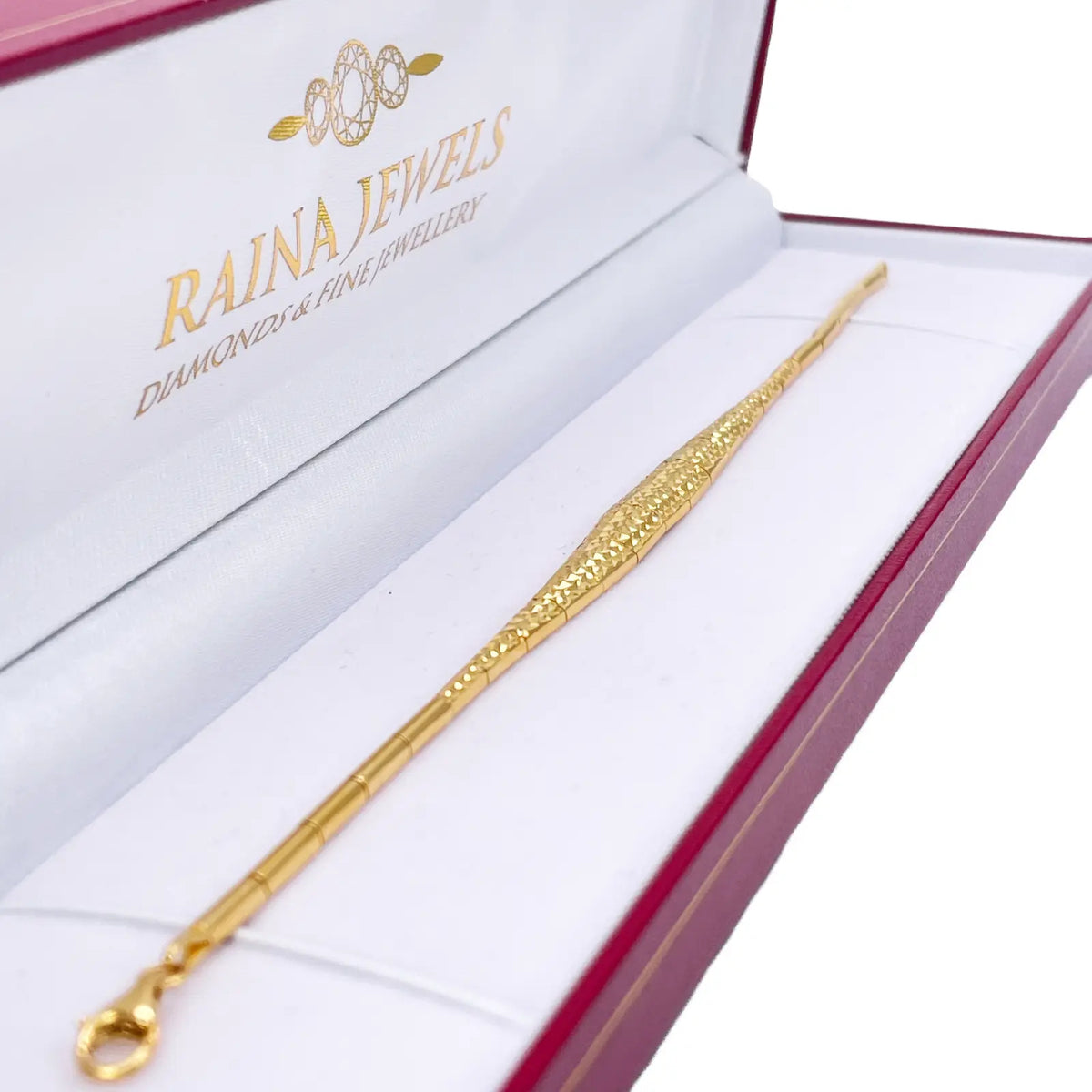 22ct Gold Bracelet Diamond Cut Shimmer Textured 6.7 Inches 