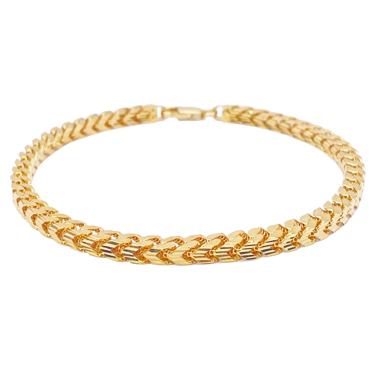 22ct Gold Bracelet Franco Diamond Cut High Polished Lightweight 8.5 Inches 