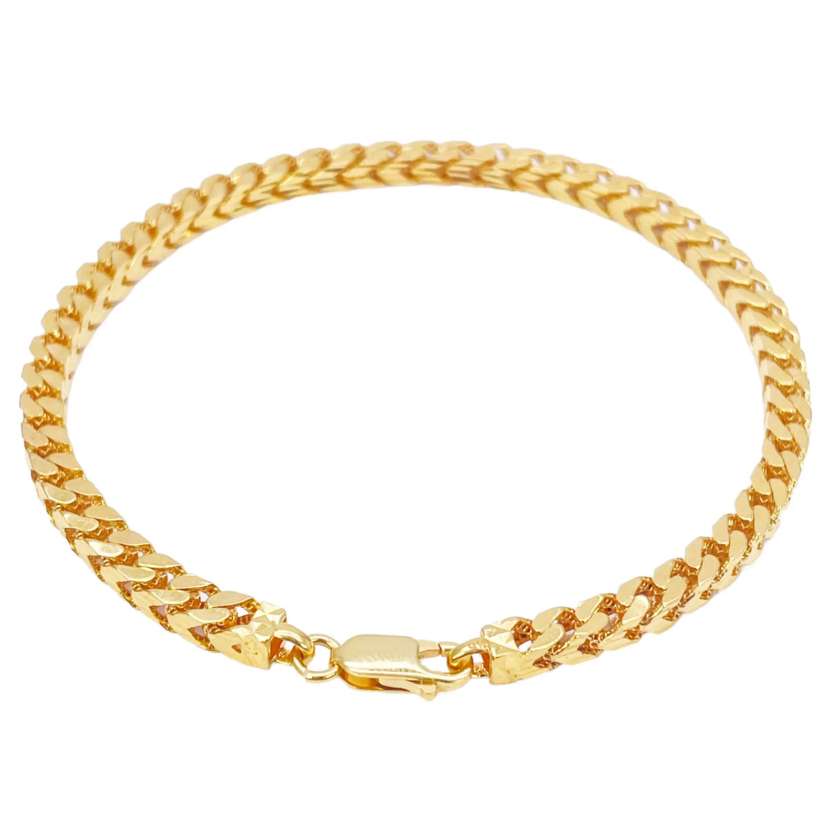 22ct Gold Bracelet Franco Diamond Cut High Polished Lightweight 8.5 Inches 