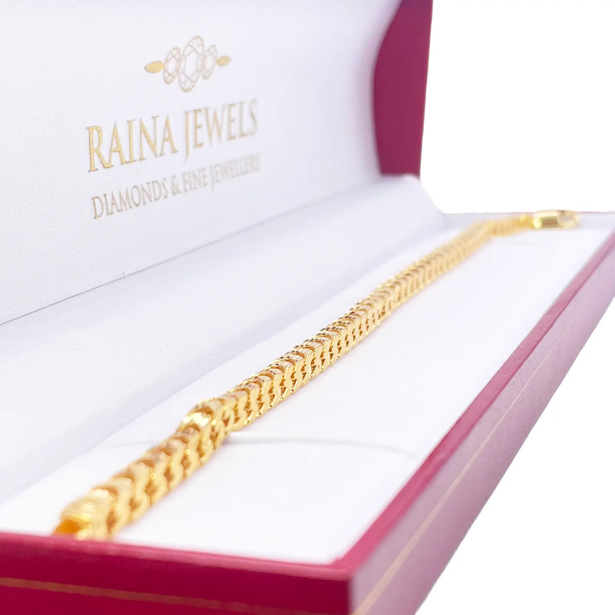 22ct Gold Bracelet Franco Diamond Cut High Polished Lightweight 8.5 Inches 
