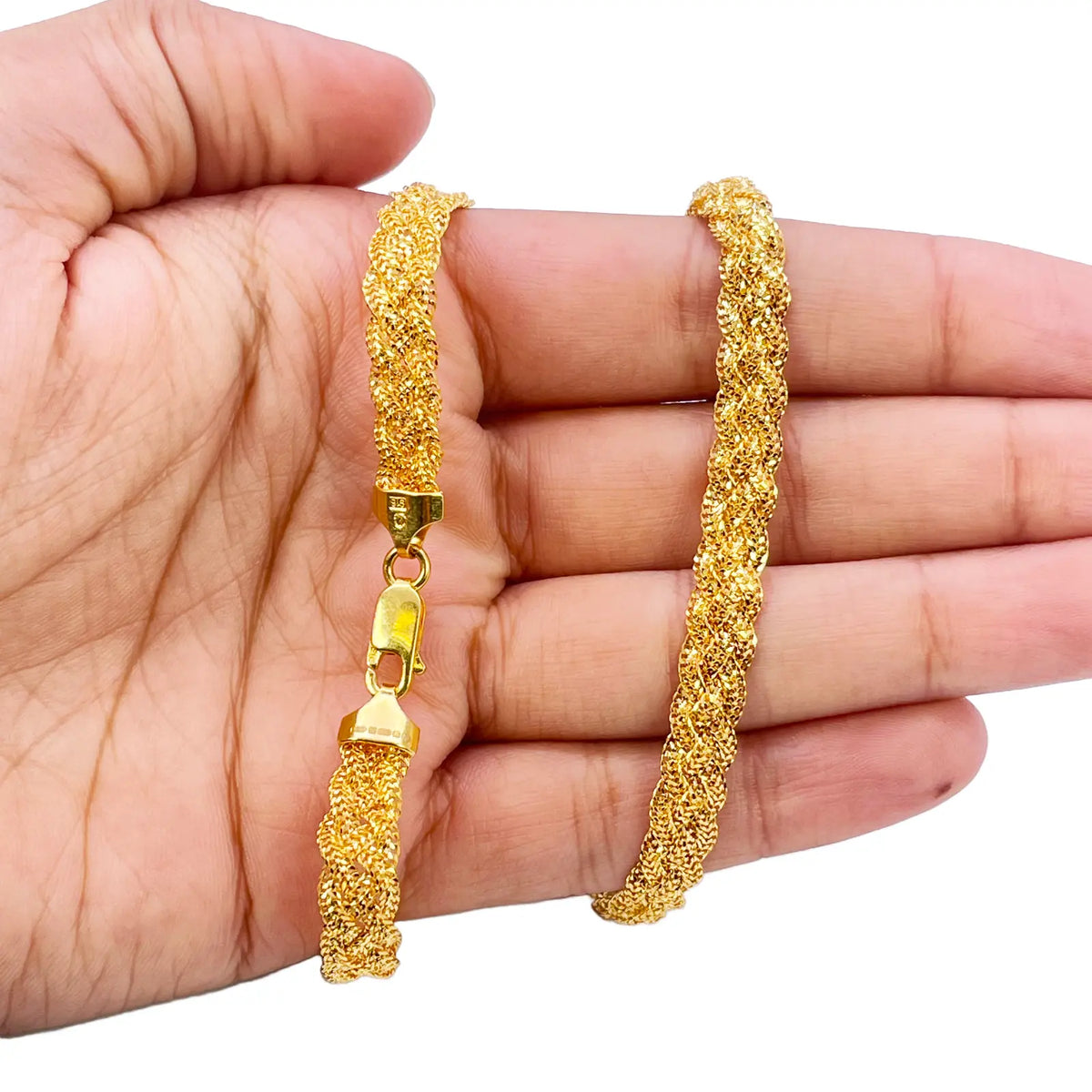 22ct Gold Braided Necklace Filigree 18.5 inches 6.5mm Width 