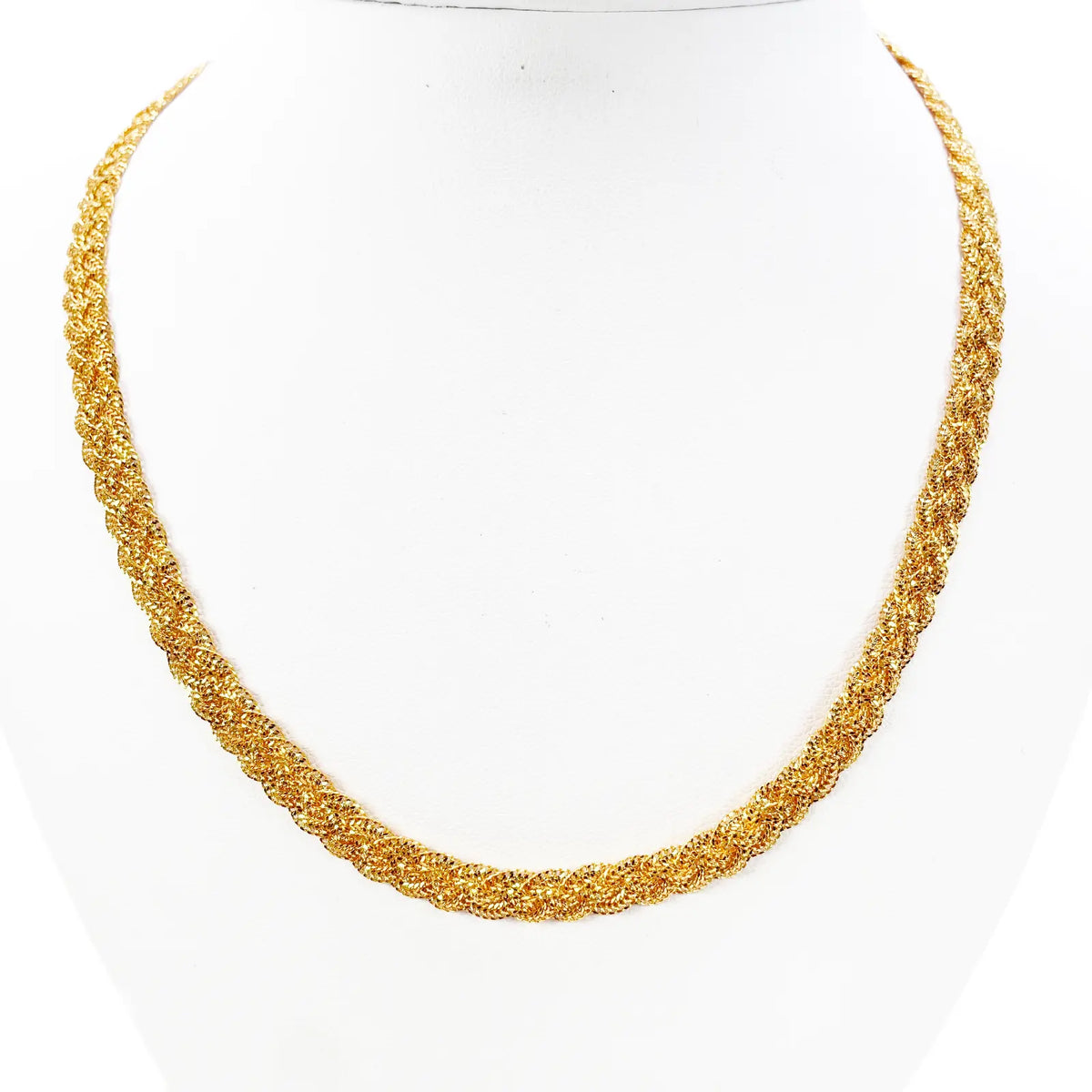 22ct Gold Braided Necklace Filigree 18.5 inches 6.5mm Width 