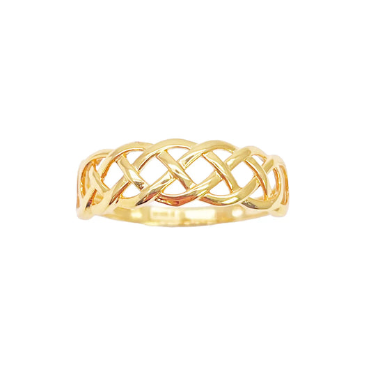 22ct Gold Celtic Knot Ring High Polished Loose Braided Design 6 mm Width Size N 