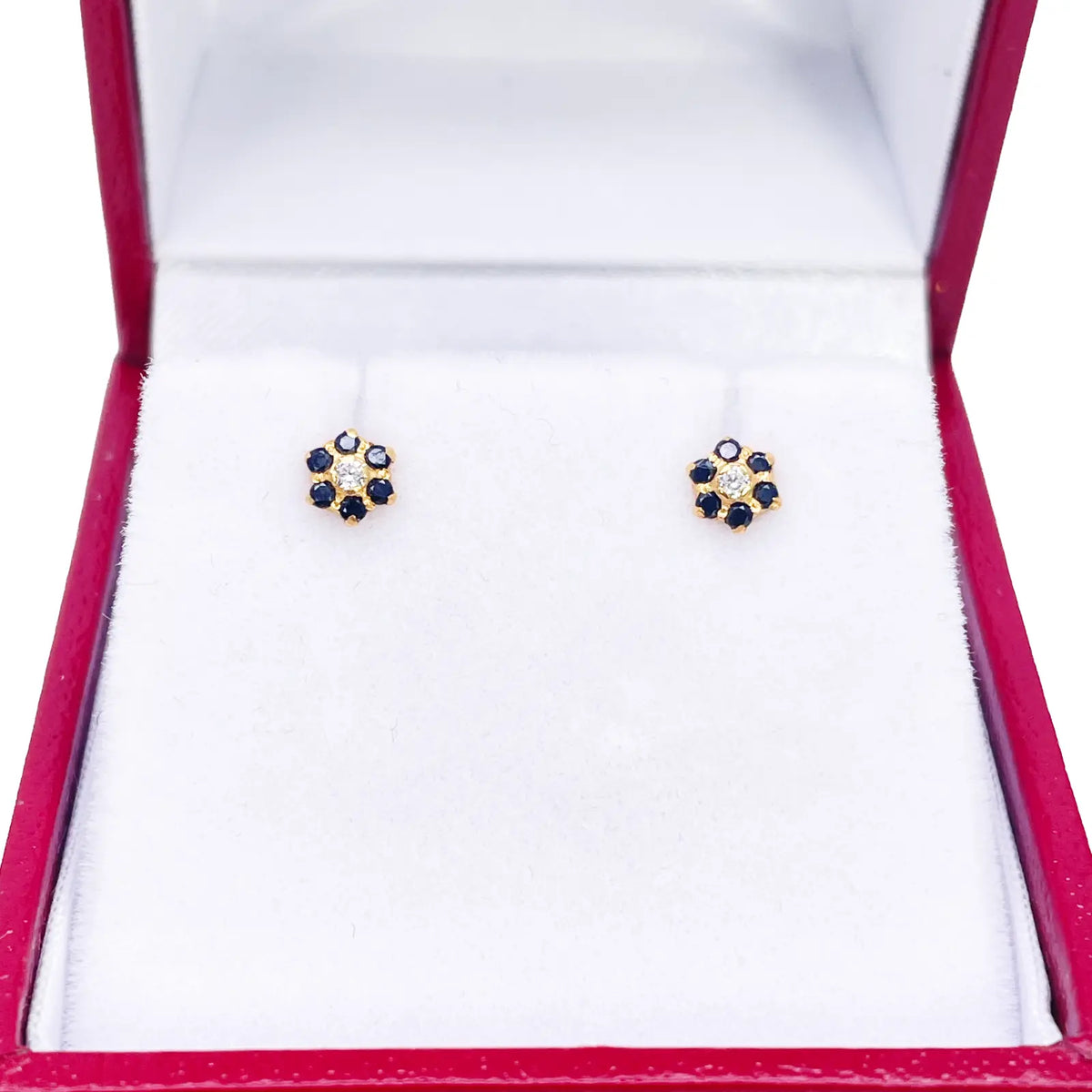22ct Gold Children's Black Cubic Zirconia Floral Mini Stud Earrings 4mm 