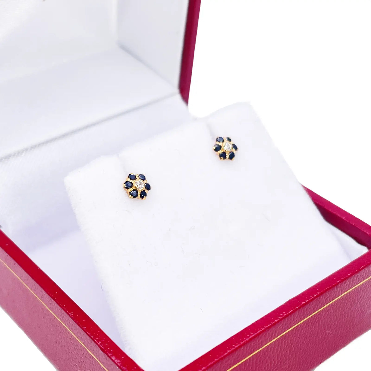 22ct Gold Children's Black Cubic Zirconia Floral Mini Stud Earrings 4mm 