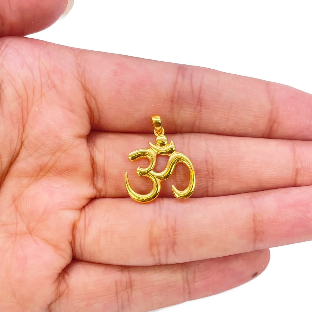 22ct Gold Classic Om Pendant High Polished 20x14mm 