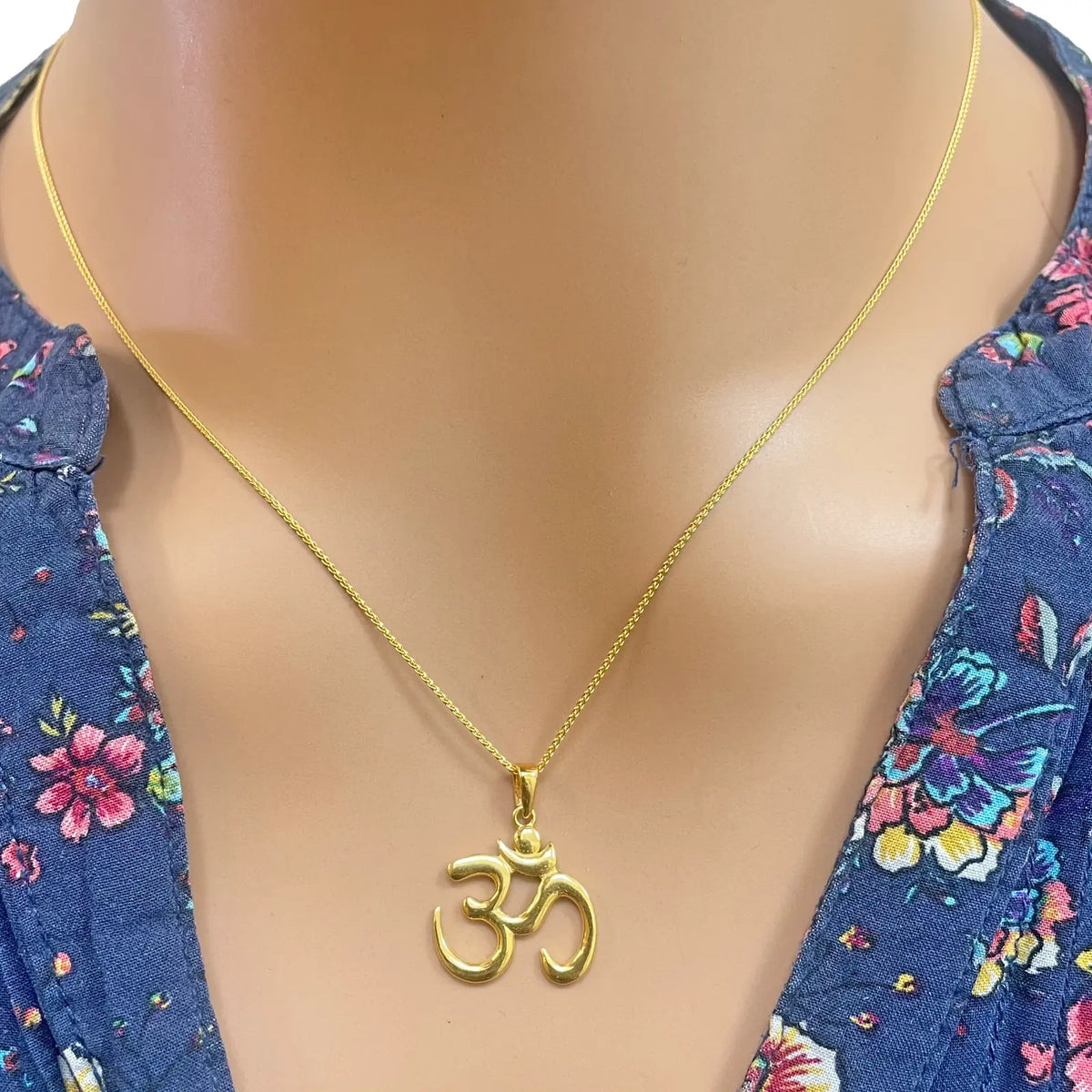 22ct Gold Classic Om Pendant High Polished 20x14mm 