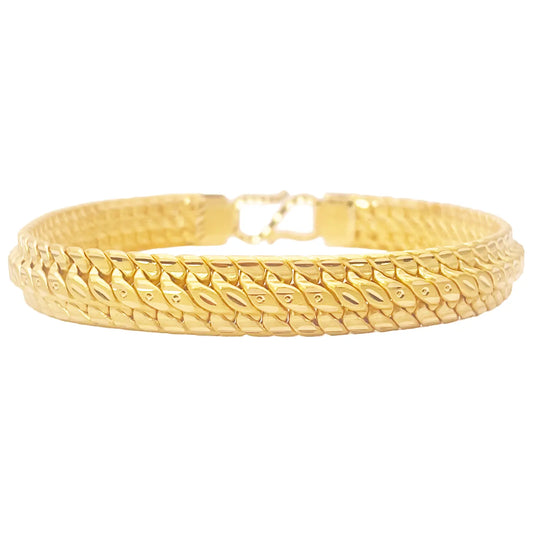 22ct Gold Cowboy Gents Diamond Cut Lightweight Bracelet 8.4 Inches 9mm Width 