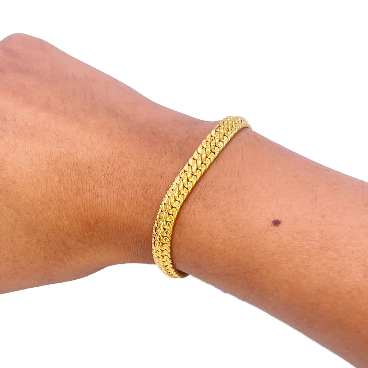 22ct Gold Cowboy Gents Diamond Cut Lightweight Bracelet 8.4 Inches 9mm Width 