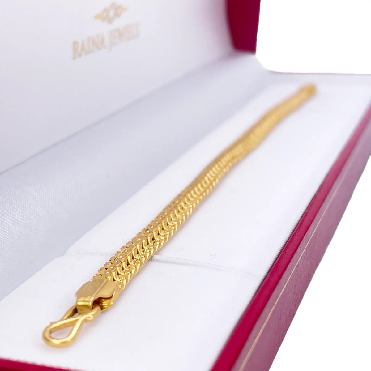 22ct Gold Cowboy Gents Diamond Cut Lightweight Bracelet 8.4 Inches 9mm Width 