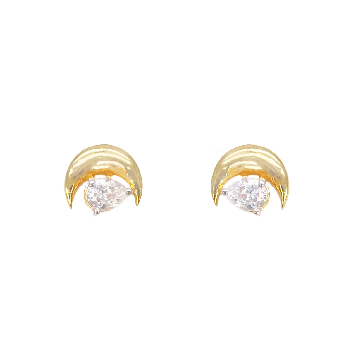 22ct Gold Crescent Moon & Pear Stud Earrings - 6.5x7.5mm  Gold earring