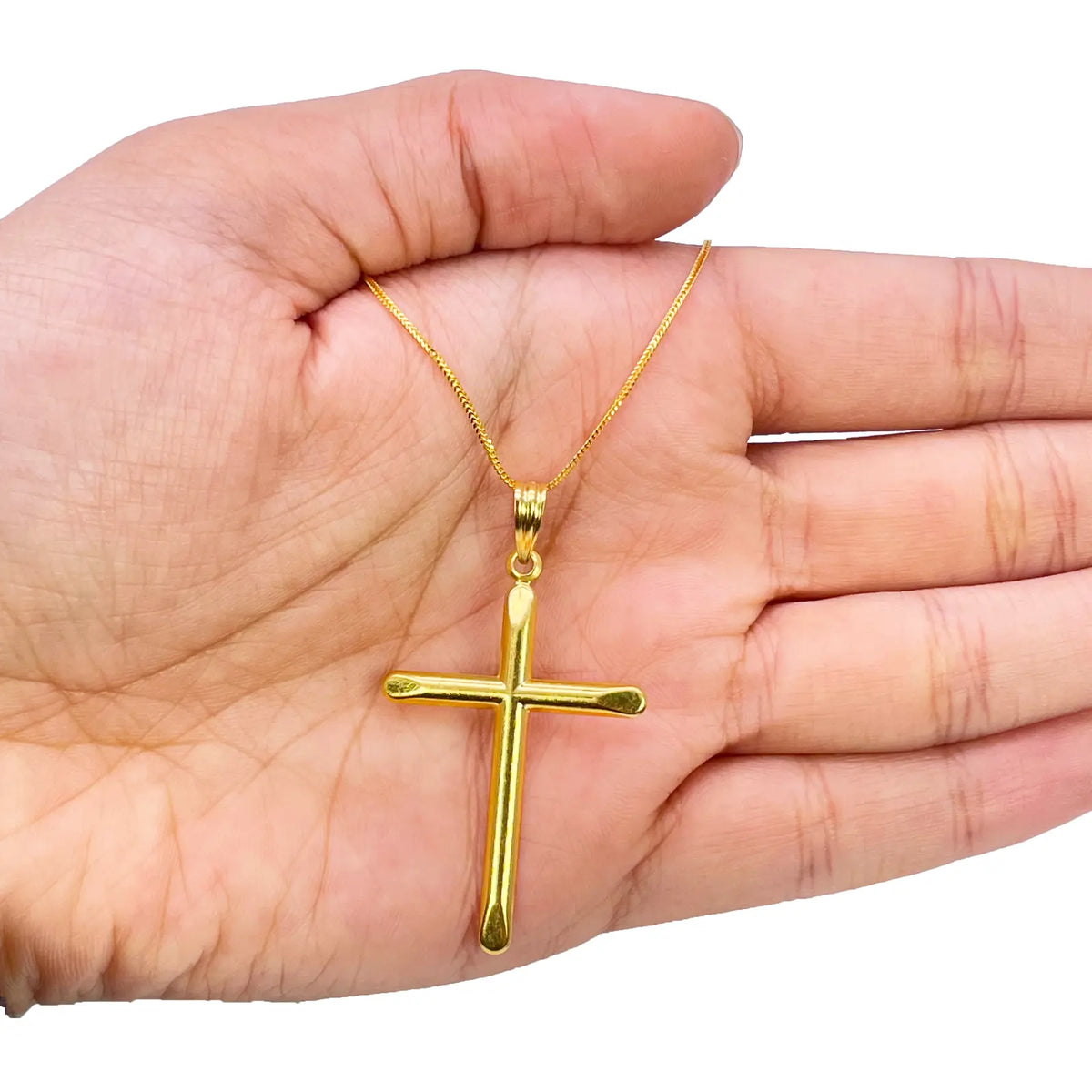 22ct Gold Cross Pendant High Polished 45x25.9mm 
