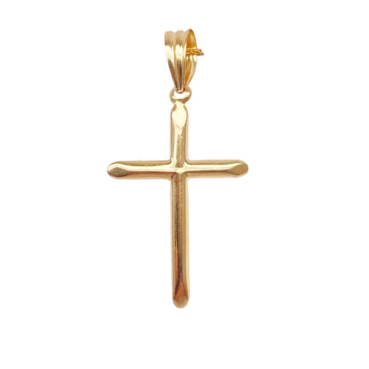 22ct Gold Cross Pendant Lightweight High Polished 45x25.9mm 