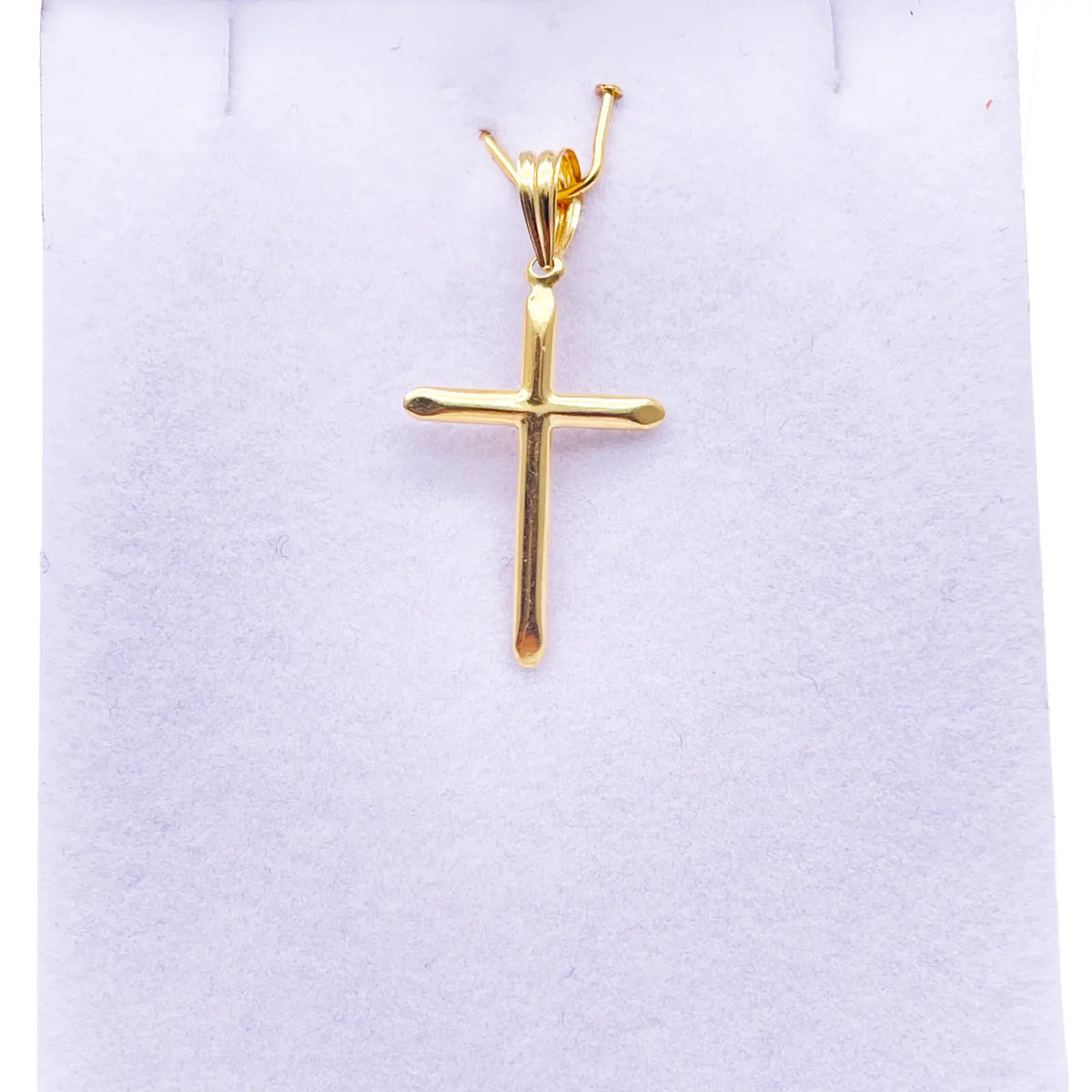 22ct Gold Cross Pendant Lightweight High Polished 45x25.9mm 