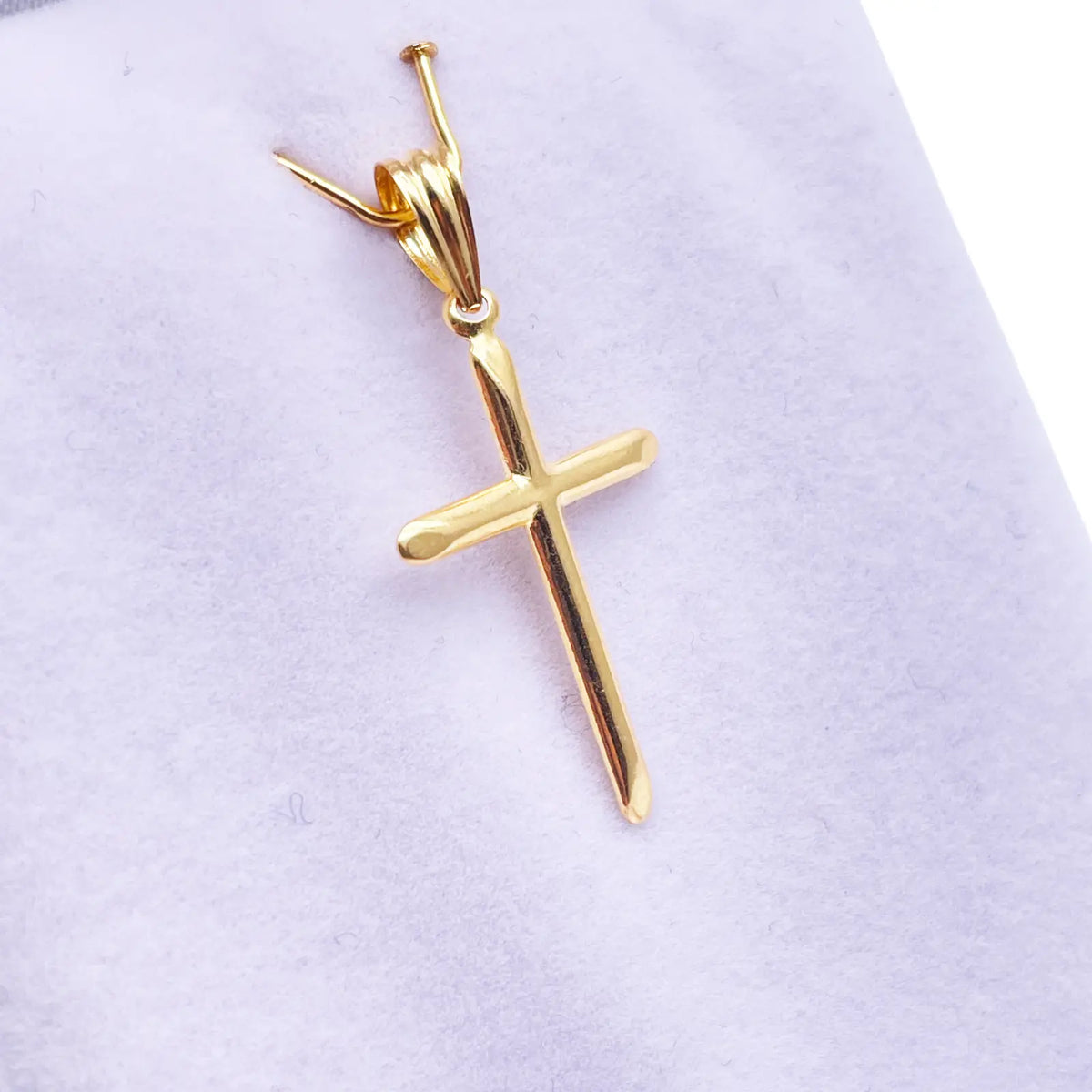 22ct Gold Cross Pendant Lightweight High Polished 45x25.9mm 