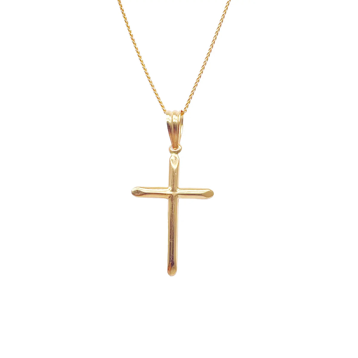 22ct Gold Cross Pendant Lightweight High Polished 45x25.9mm 