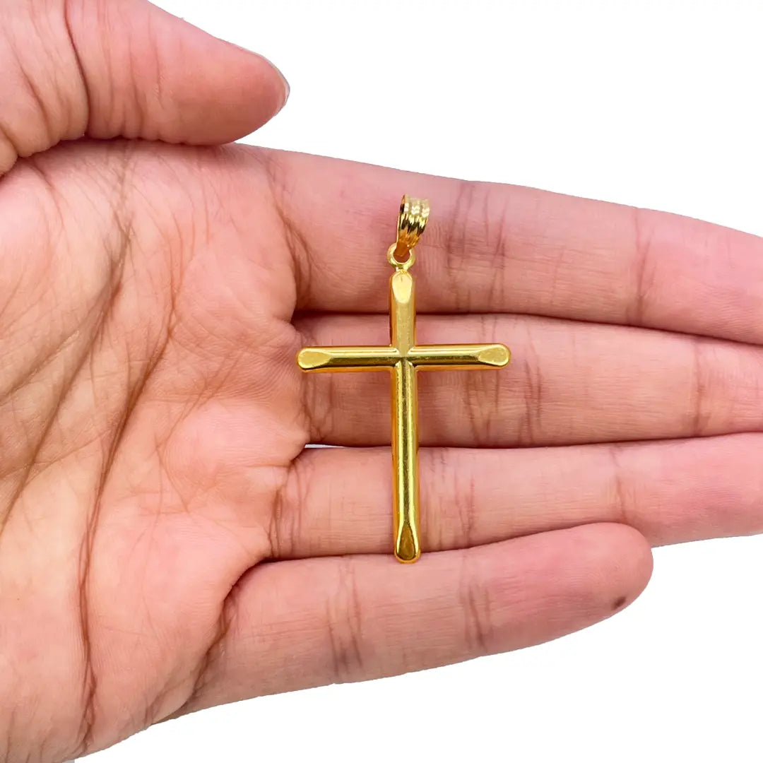 22ct Gold Cross Pendant Lightweight High Polished 45x25.9mm 