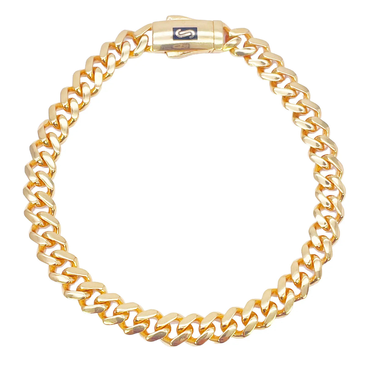 22ct Gold Cuban Bracelet Curb Link Lightweight 7.5 Inches 6.8mm Wide 