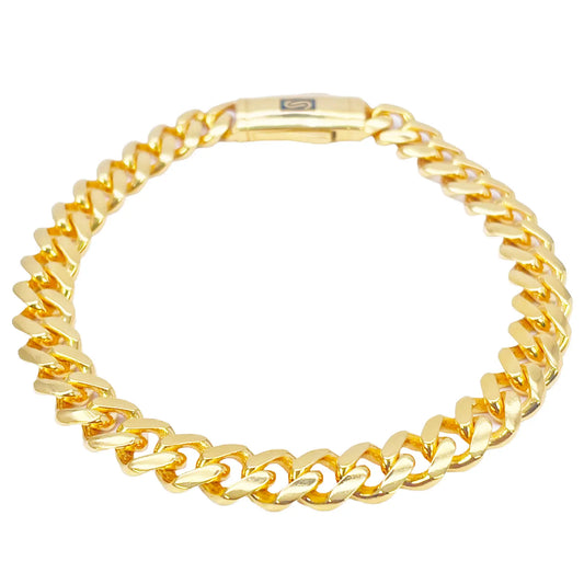 22ct Gold Cuban Bracelet Curb Link Lightweight 8 Inches 7.6mm Wide 