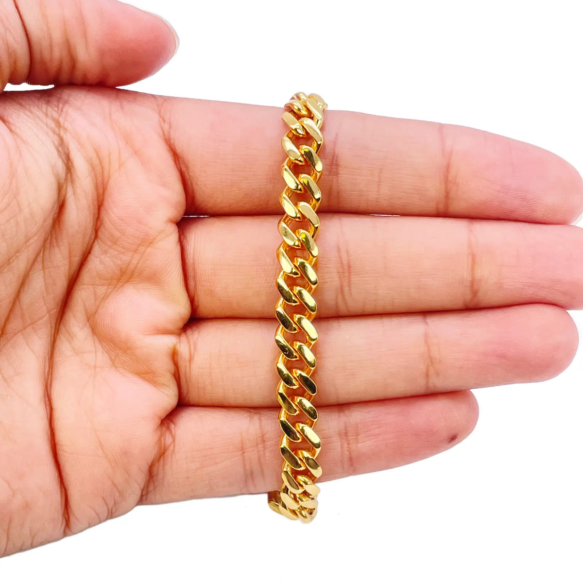 22ct Gold Cuban Bracelet Curb Link Lightweight 8.5 Inches 6.8mm Wide  Diamond Bracelets