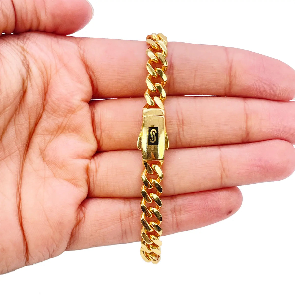 22ct Gold Cuban Bracelet Curb Link Lightweight 8.5 Inches 6.8mm Wide  Diamond Bracelets