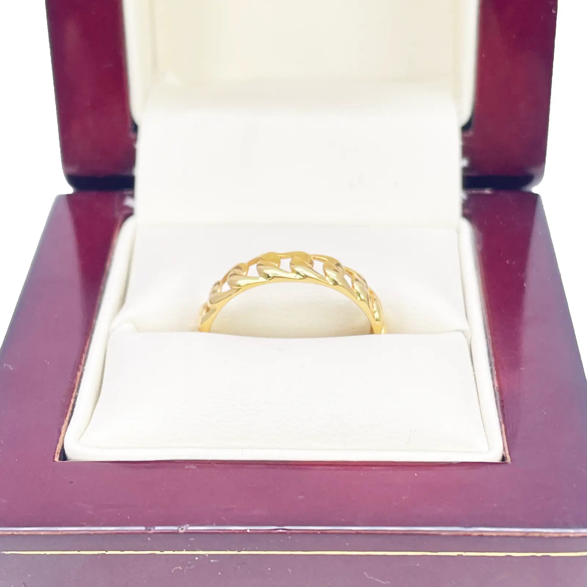 22ct Gold Cuban Link Ring High Polished Women's 4.4mm Width Size N 