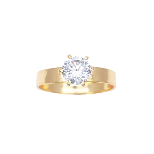 22ct Gold Cubic Zirconia Solitaire Ring 6-Claw 7mm Width 