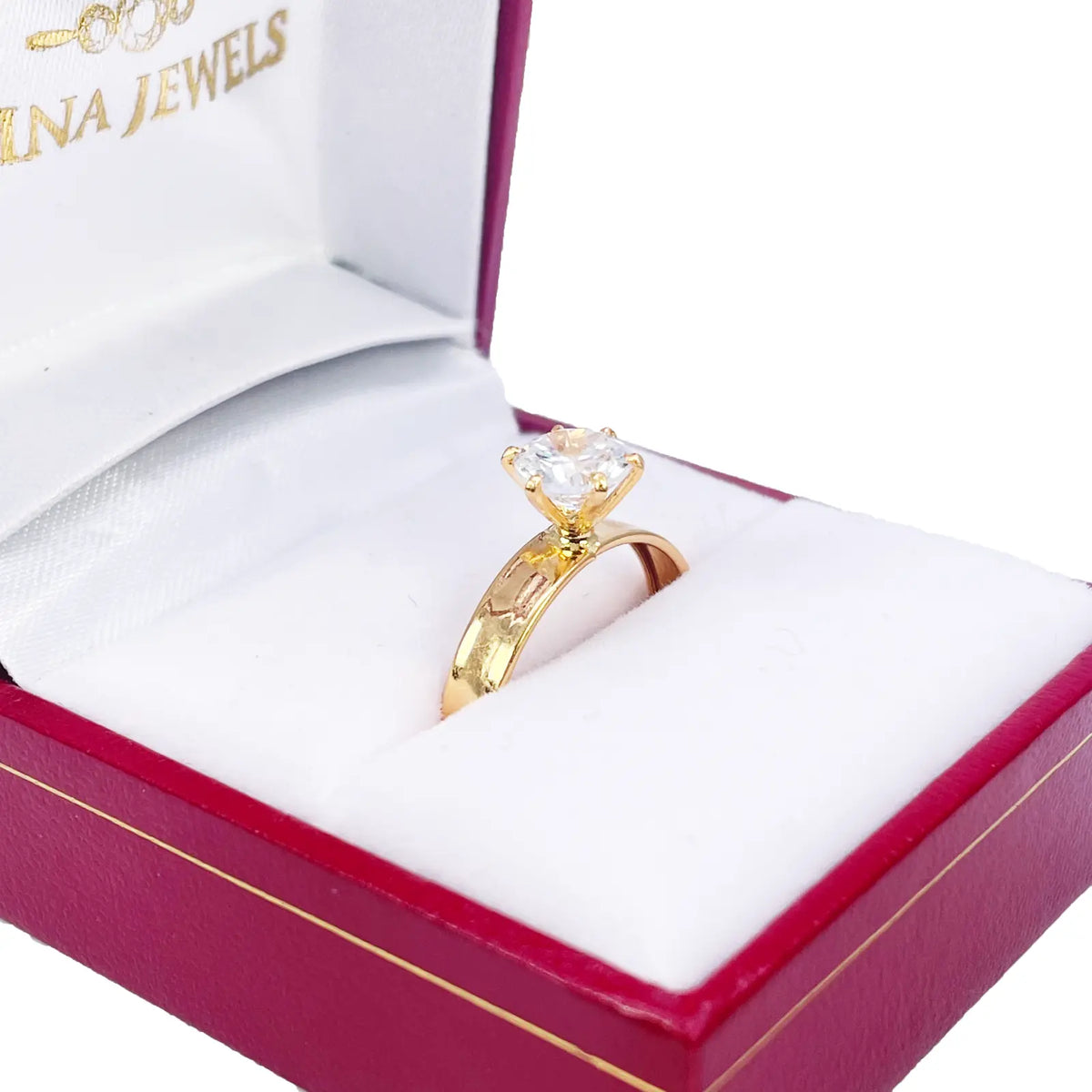 22ct Gold Cubic Zirconia Solitaire Ring 6-Claw 7mm Width 