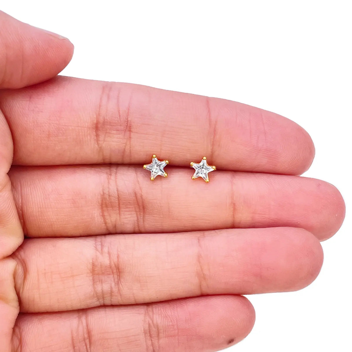 22ct Gold Cubic Zirconia Star Children's Stud Earrings 5.3mm 