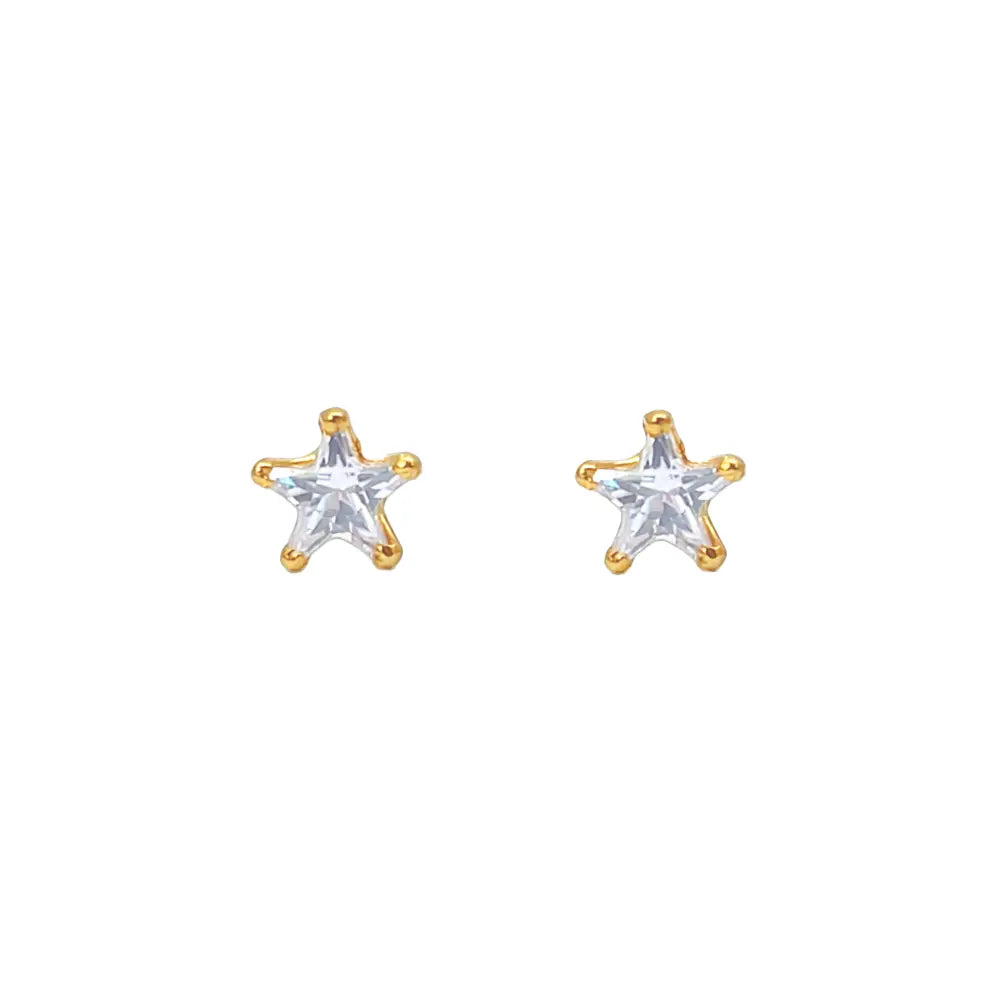 22ct Gold Cubic Zirconia Star Childrens Stud Earrings 4.3mm 