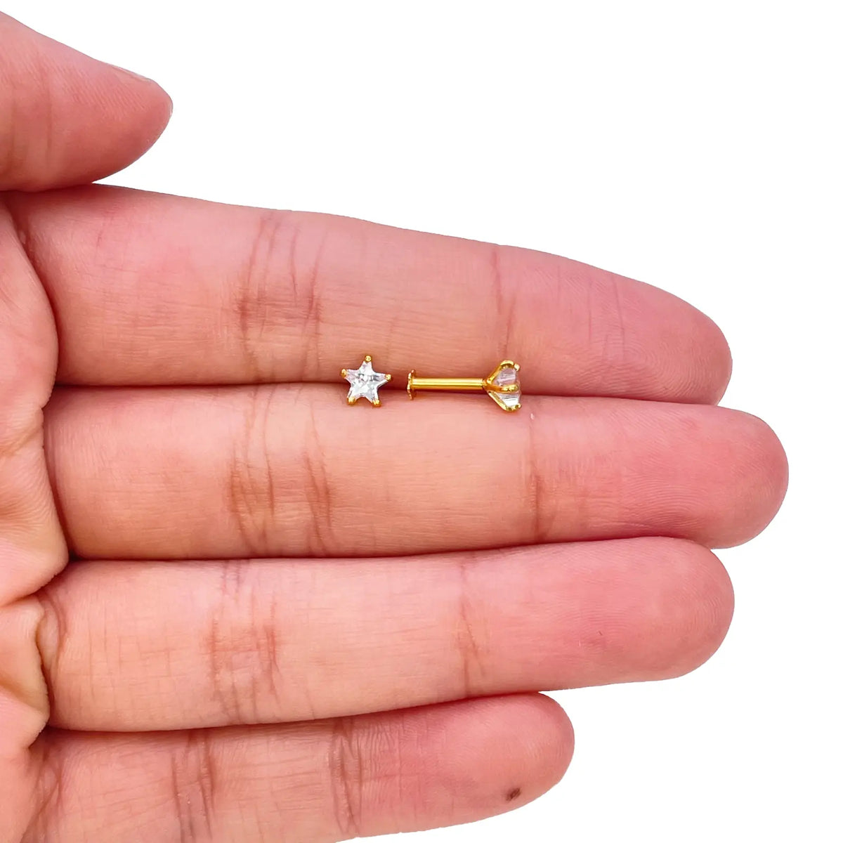 22ct Gold Cubic Zirconia Star Childrens Stud Earrings 4.3mm 