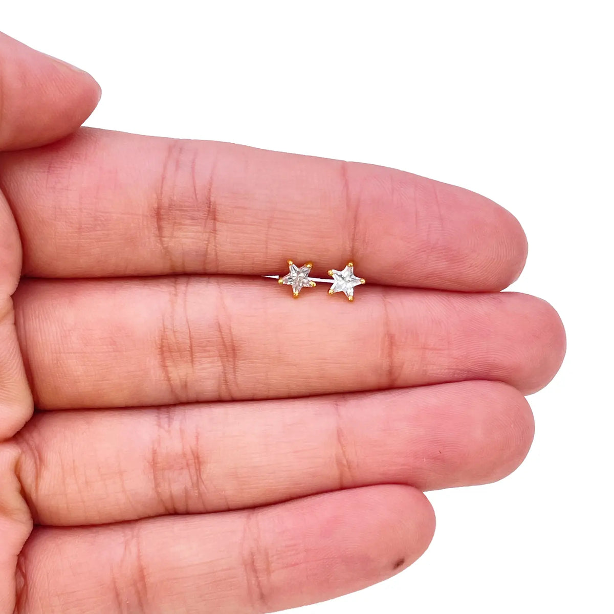 22ct Gold Cubic Zirconia Star Childrens Stud Earrings 4.3mm 