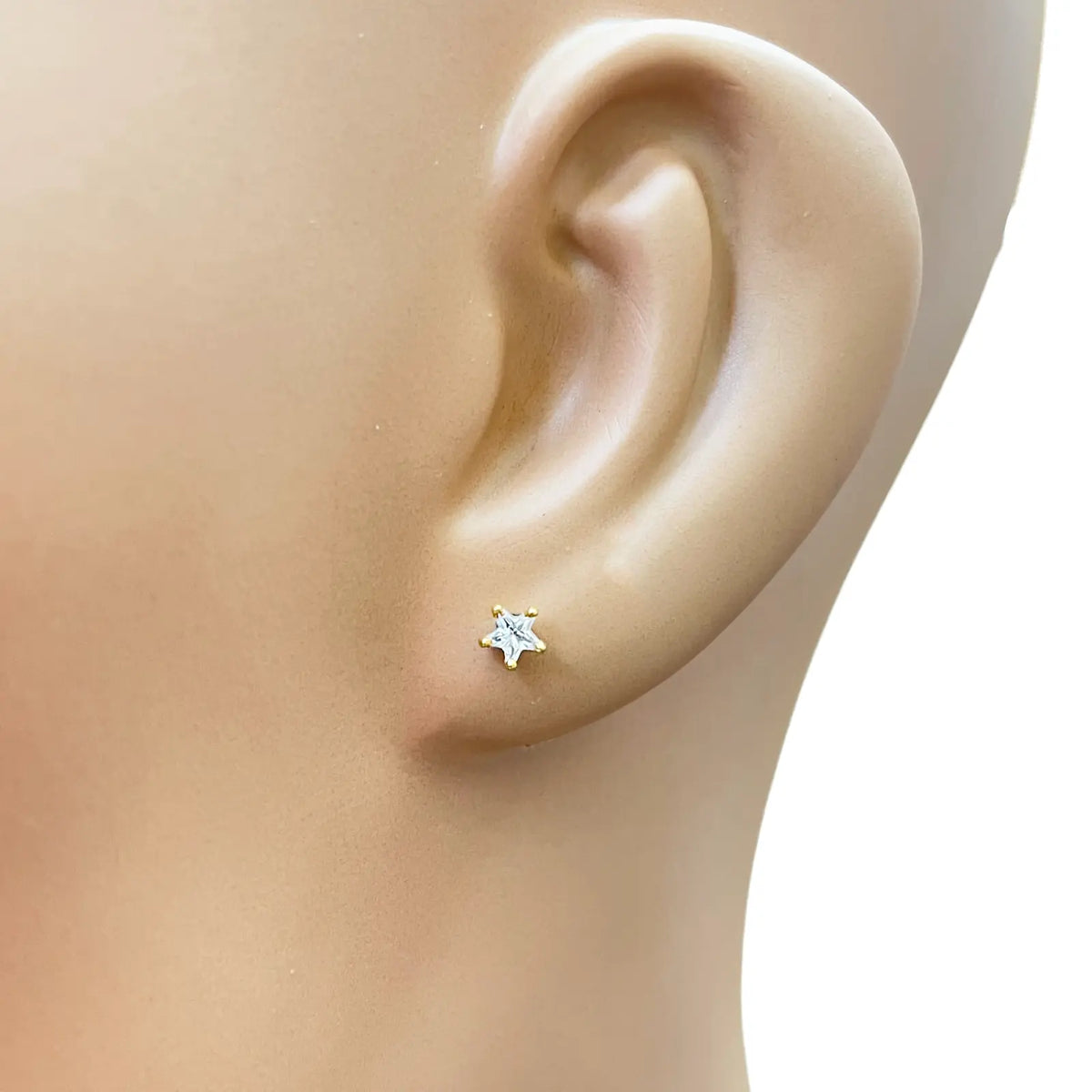 22ct Gold Cubic Zirconia Star Childrens Stud Earrings 4.3mm 