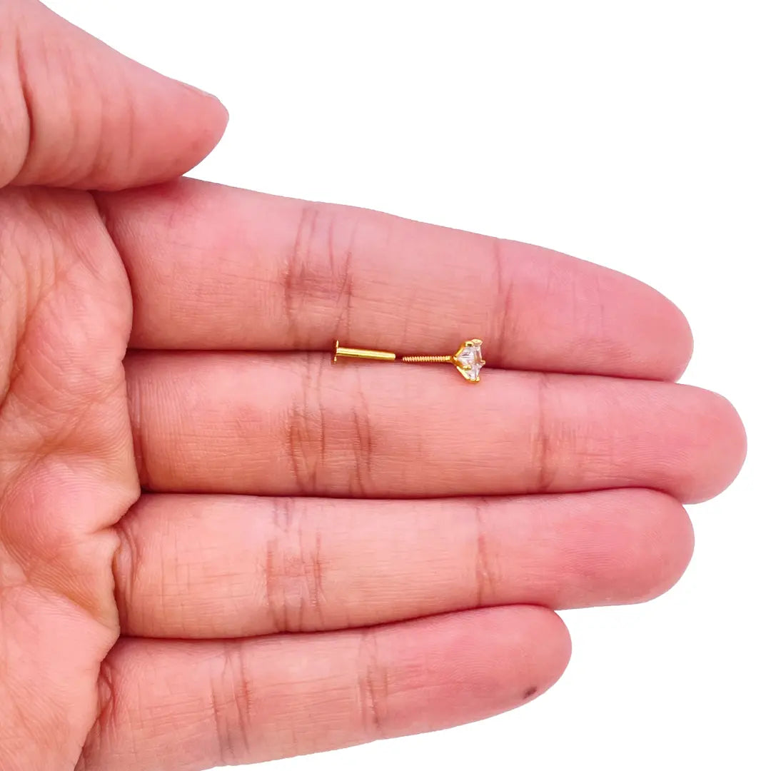 22ct Gold Cubic Zirconia Star Nose Stud/Pin 4.8mm Width 