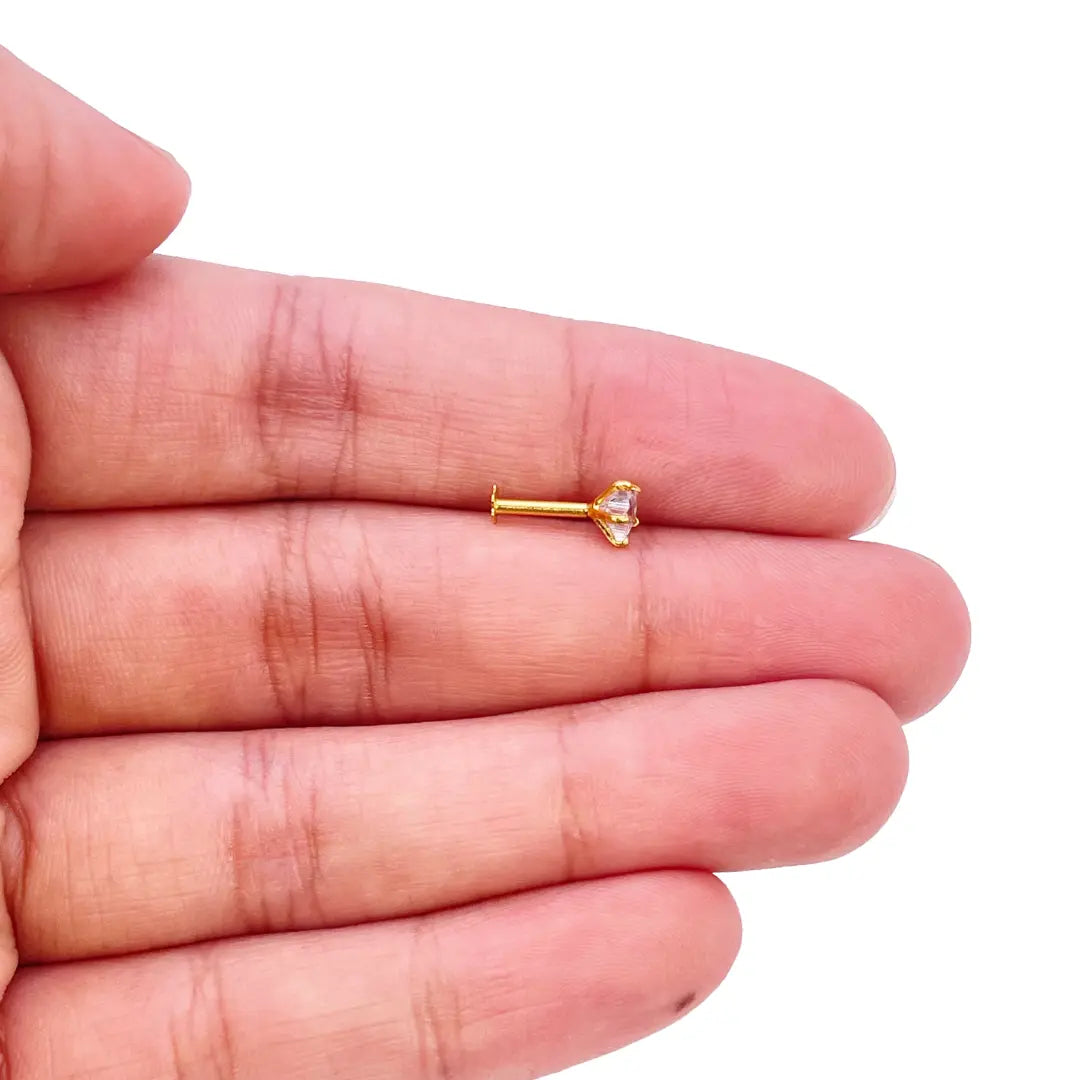 22ct Gold Cubic Zirconia Star Nose Stud/Pin 4.8mm Width 