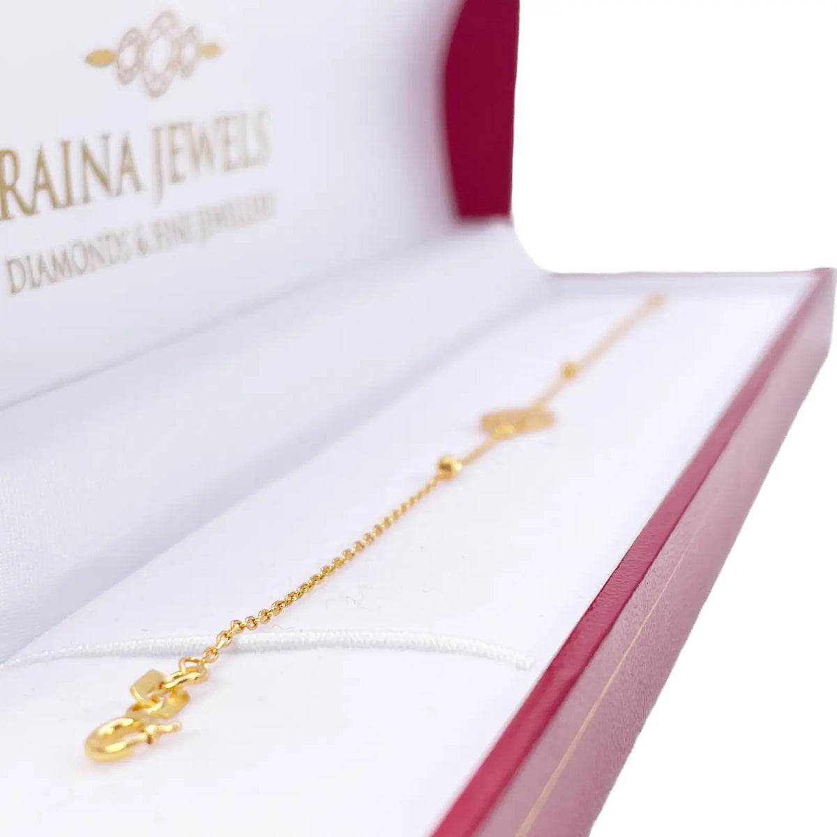 22ct Gold Dainty Beaded Cubic Zirconia Disc Bracelet Diamond Cut Lightweight 7 Inches 