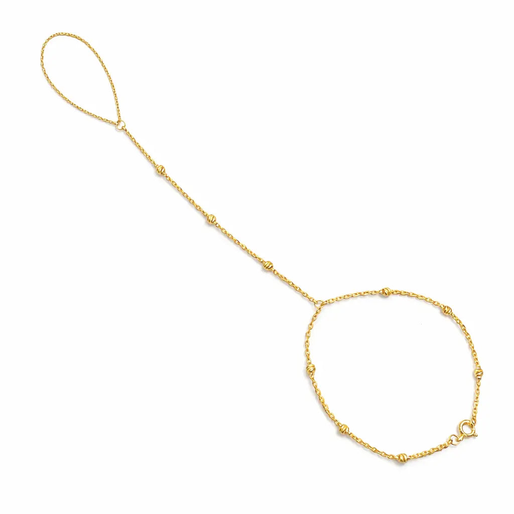 22ct Gold Diamond-Cut Beaded Hand Chain Harness Bracelet  Gold Bracelet