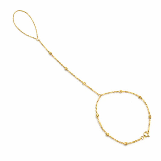 22ct Gold Diamond-Cut Beaded Hand Chain Harness Bracelet  Gold Bracelet