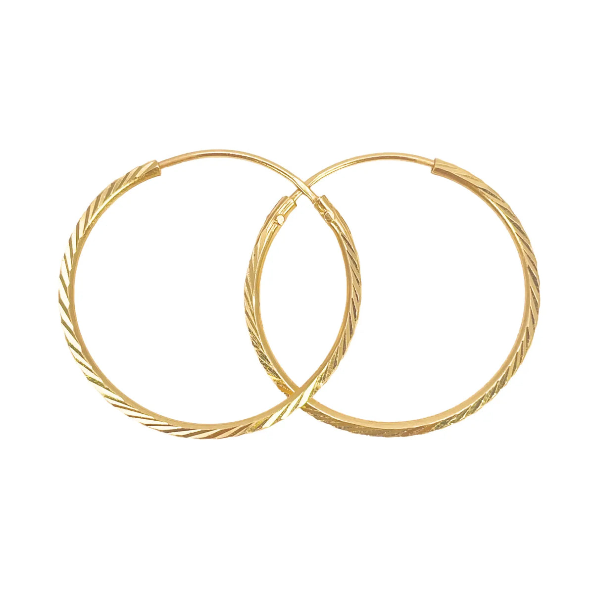22ct Gold Diamond-Cut High-Polish Hoop Earrings ? 22mm Diameter  Gold Hoop Earring