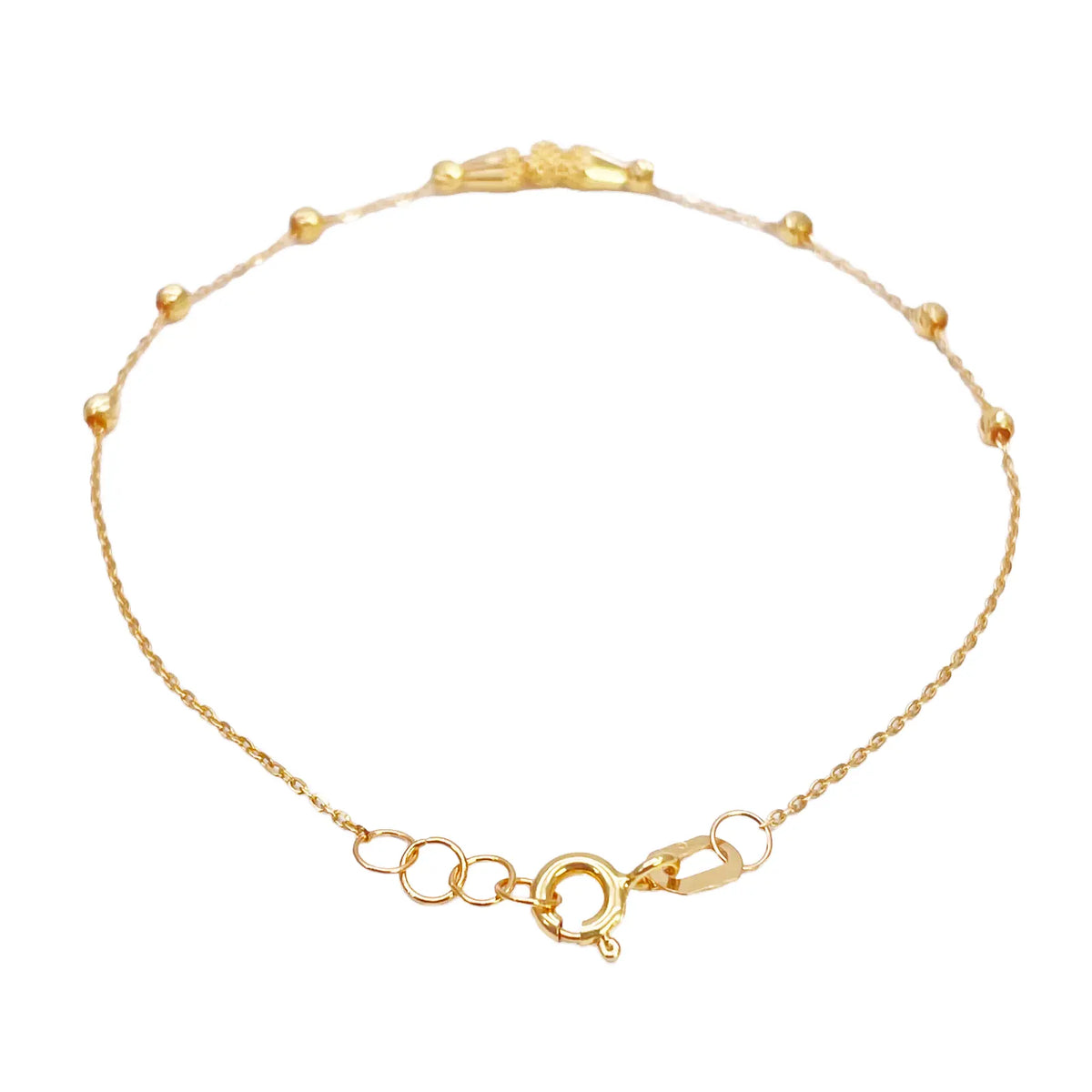 22ct Gold Diamond Cut Textured Beads Cable Chain Bracelet 7 Inches¬†
